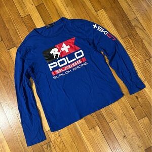 Polo by Ralph Lauren Ski Team Racing Graphic Blue Long Sleeve Tee